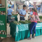 Farmers market with sign for fundacion paraguaya