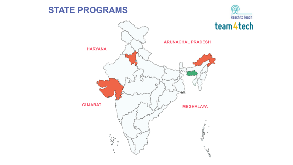 Map of India, highlighting the following states: Haryana, Gujarat, and Arunachal Pradesh